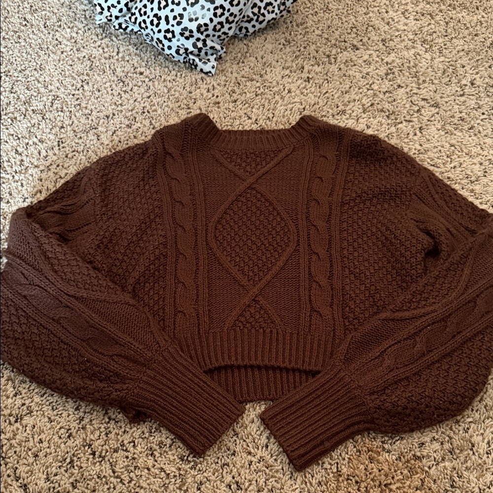 Olivaceous Chocolate Cable Knit Sweater